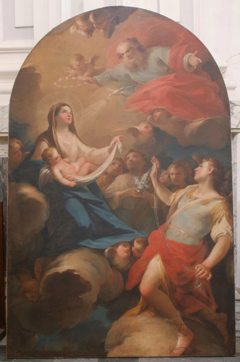 Dio Padre, Spirito Santo, Maria con Gesù Bambino, angeli e cherubini